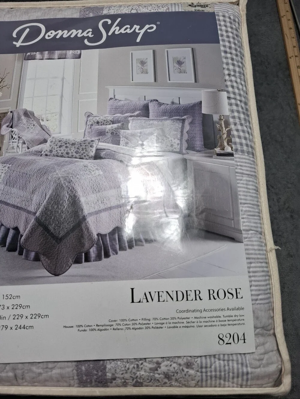 New Donna Sharp Lavender Rose Full/Queen Quilt Set with 2 Shams Floral 3pc